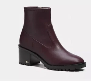 Coach Women’s Joy Leather Bootie. Size 10B Color Dark Cranberry C5975 NIB - Picture 1 of 6
