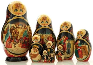 Russische verschachtelte Puppen Matreshka 9,5 Zoll 10 Stück Bilderbuch Märchen - Bild 1 von 6