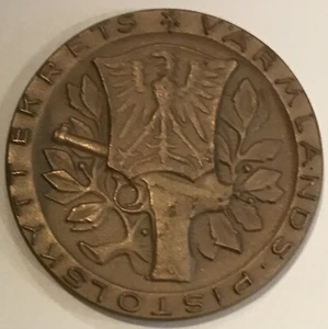 Table medal AH55 Sweden Varmland Shooting Circuit 1968 - Bronze 30mm 14g - Picture 1 of 2