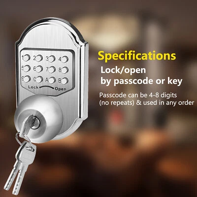 Keyless Entry Door Lock Deadbolt Keypad Mechanical Stainless Steel (Code or Key) - Image 1 of 4