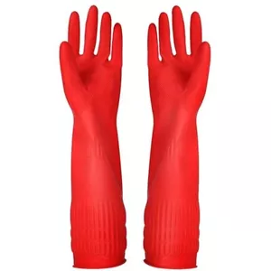 Abwaschgeschirr Latex Gummi Küche Reinigung Langarm Handschuhe Größe Large - Bild 1 von 3