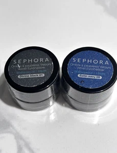 2x Sephora Waterproof 16H Velvet Eyeshadow: DIVINE BLACK 01/SATIN NAVY 08 - Picture 1 of 1