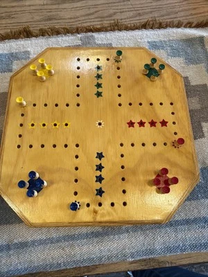 Aggravation / Wahoo Game Board Handmade Folk Art  Vintage Handmade Board 13x13 - Image 1 of 4