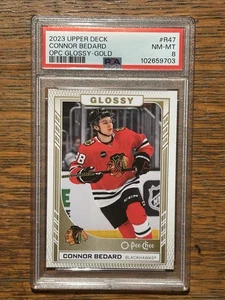 2023 Upper Deck Connor Bedard OPC Glossy - Gold PSA NM-MT 8 - Bild 1 von 5