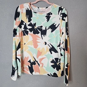 Hang Ten Shirt Womens Large Colorful Floral UV Protection UPF 50+ Long Sleeve - Picture 1 of 10