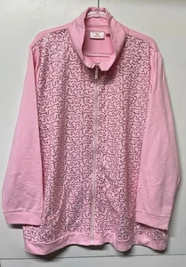 Quacker Factory Women's Size 3X Pink Sequined Full Zip Lightweight Jacket - Picture 1 of 3