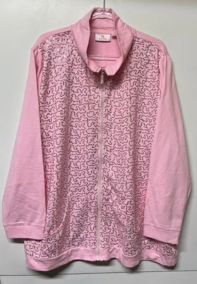 Quacker Factory Women's Size 3X Pink Sequined Full Zip Lightweight Jacket - Image 1 of 3