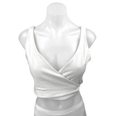 Camiseta corta sin mangas blanca Abercrombie & Fitch cuello en V envolvente cami camisola S Foto 1 de 4