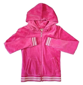 Y2k Juicy Couture Velour Hoodie Women XL Zip Bling Hot Pink Preppy Track Suit - Picture 1 of 6