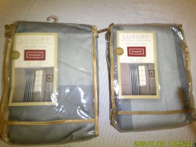 2 THE SAME SPRINGMAID LUXURY ROD POCKET PANEL UNUSED HIGHCASTLE STRIPE BLUE - Image 1 of 2