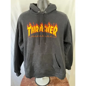 Thrasher Flame Logo Black Hoodie Skate Magazine - Picture 1 of 8