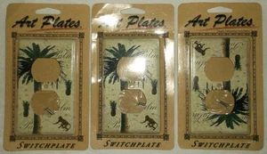 ELECTRIC OUTLET WALL COVER 3 SWITCHPLATES ART PLATES PALMTREE PINEAPPLE NEW - Picture 1 of 6