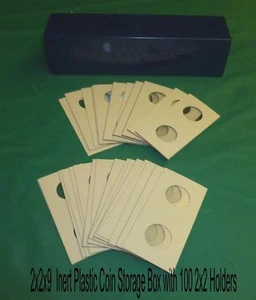 2x2x9 INERT PLASTIC COIN STORAGE BOX W/100 DIME 2X2 HOLDERS - Picture 1 of 1
