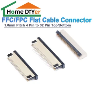 FFC/FPC Flat Cable Connector Socket 1.0mm Pitch 4 Pin to 32 Pin Top/Bottom - Picture 1 of 6