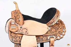 !Leather Hilason Western Horse Flank Treeless Barrel Trail Saddle American USA - Picture 1 of 7