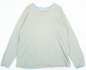Marimekko Classic Blue & Beige Stripe Cotton Long Sleeve T-Shirt Size 2XL - Picture 1 of 6