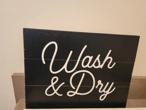 Waschen und Trocknen Holz Schild Wanddeko für Waschküche 12x16 - Bild 1 von 3