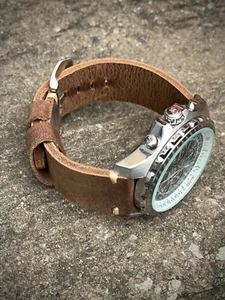 Cinturino orologio da uomo in vera pelle marrone spesso 20 mm 22 mm 24 mm 26 mm anna - Foto 1 di 9