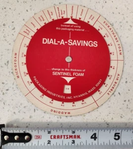 Vintage Sentinel Foam Dial-A-Savings Thickness Measuring Wheel - Picture 1 of 2