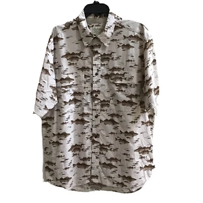 Cabelas Outdoor Gear Men’s Sz L Button Up Fishing Shirt Fish Mesh Lining Pockets - Image 1 of 4