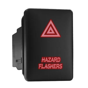 HAZARD FLASHERS - Red Backlit Push In Switch 1.28"x 0.87" (Fit: Toyota) - Picture 1 of 6