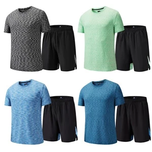 Neu Herren T-Shirt + Shorts Set Gym Workout Relax Nylon Shorts Trainingsanzug Sommer - Bild 1 von 25