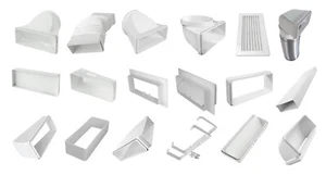 Flachkanal Ø 150 mm Dunstabzug Abluftkanal Lüftungskanal Kunststoff 220 x 90 - Bild 1 von 34