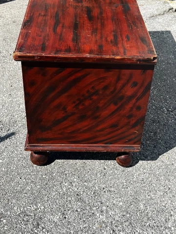 good pa red painted blanket chest turned feet lancaster county bold color 1830s Cover