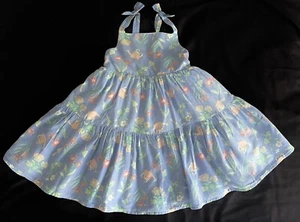 Sigrid Olsen Girls Sz 5 Dress Blue Flowers Watering Can Lined EUC o - Picture 1 of 13