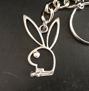 Pewter PLAYBOY BUNNY Silver Metal Pendant Keychain A - Picture 1 of 1