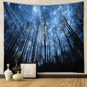 Forest Night Starry Sky Tapestry Wall Hanging Bedroom Natural Scenery Home Decor - Picture 1 of 7