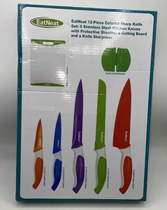 EATNEAT 12PC COLORFUL KITCHEN KNIFE SET - Picture 1 of 8