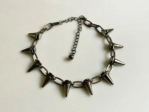 Spike Thorn Choker Necklace for Men Women Goth Silver or Black Hip Hop - Picture 1 of 7