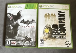 Batman Arkham City & Bad Company Battlefield Xbox 360 Complete Game Add On Code - Picture 1 of 7