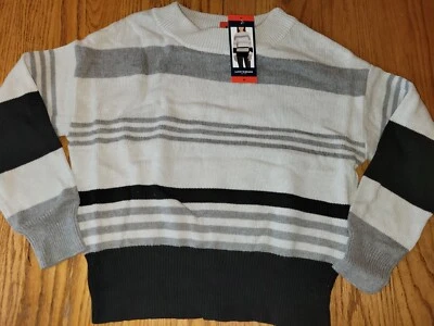 Womens Lucky Brand Pullover Sweater Grey Stripe Black Gray Medium M - Image 1 of 3
