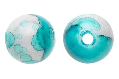 100 cuentas redondas acrílicas azul turquesa y gris 12 mm con agujero de 2,3-2,4 mm Foto 1 de 2