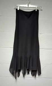 Vintage Black Slip Skirt Maxi Pointed Flare Tulle Whimsigoth Witchy Size Small - Picture 1 of 8