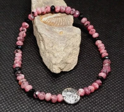 Malaysia Jade Perlen Armband + Silber Spacer - 17,5 cm - Elastisch - Unikat - Bild 1 von 4