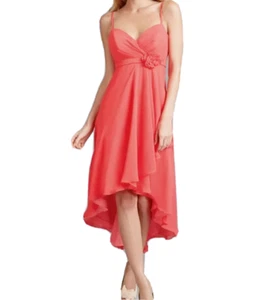 Allure Bridals Women Dress A Line Hi Lo Ruffle Spaghetti Strap Pink 10 NEW - Picture 1 of 11