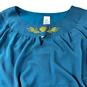 Disney Parks Dress Shop Jasmine Princess Gown Aladdin Pockets Teal Gold Sheer - Picture 1 of 23