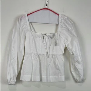 NWT J. Crew Women's 00 Blouse White Puff Sleeves Corset Style Renaissance - Picture 1 of 7