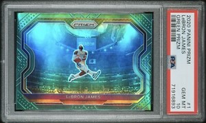 2020-21 PRIZM LEBRON JAMES KOBE TRIBUTE GREEN PRIZM PSA 10 GEM MINT LAKERS #1
