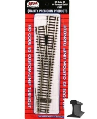 Atlas HO Scale ~ New 2025 ~ Code 83 Track #4 Left Hand Custom-Line Turnout ~ 561 - Image 1 of 2