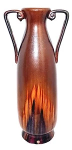 VTG MCM Drip Glaze Lamp Base Only Ceramic Brown Multicolored Handles Table Boho  - Picture 1 of 8