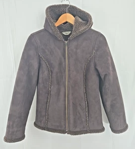 LL Bean Women's Faux Suede Sherpa Fleece Lined Brown Outdoor Coat Small - Picture 1 of 5