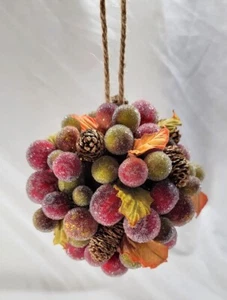Valerie Parr Hill Sugar Fruit Beaded Glitter Frosted Clustered Ornament Fall 5" - Picture 1 of 7