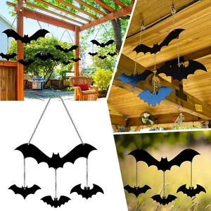 Bat Metal Logo Metal Wind Chime Halloween Decoration Garden Decoration Outdoor - Picture 1 of 9