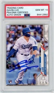 Gavin Lux Signed 2020 Topps UK Edition Rookie Card RC #183 PSA *GEM MT 10 AUTO* - Picture 1 of 2
