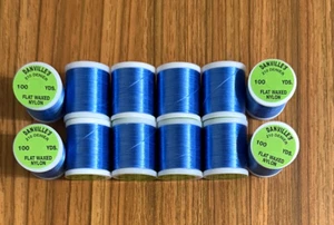 12 Spools Danville Flat Waxed Fluorescent Blue Fly Tying Thread - Picture 1 of 1