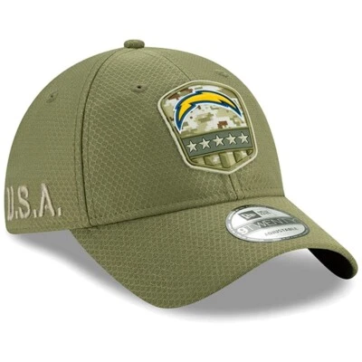 Los Angeles Chargers New Era Salute to Sevcies 9TWENTY Adjustable Hat - Olive - Image 1 of 4
